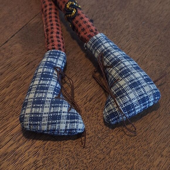 VTG Crazy Mountain Imports Folk Art Cloth Doll 21” Female Red Hat Plaid Shoes - Picture 7 of 16